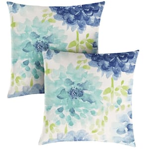 Sorra Home 16 in. x 16 in. x 6 in. Gardenia Seaglass Square Outdoor/Indoor Knife Edge Throw Pillow (Set of 2)