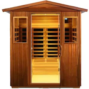 4-Person Outdoor African Mahogany Infrared Sauna