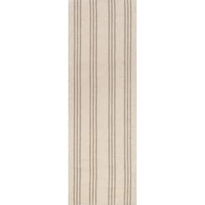 Hawthorn Striped Wool Ivory 3 ft. x 8 ft. Runner Rug