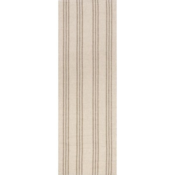 RUGS USA Hawthorn Striped Wool Ivory 3 ft. x 8 ft. Runner Rug