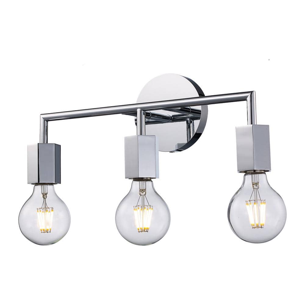 16" Classic Chrome Industrial Vanity Light, Dimmable, Direct Wired