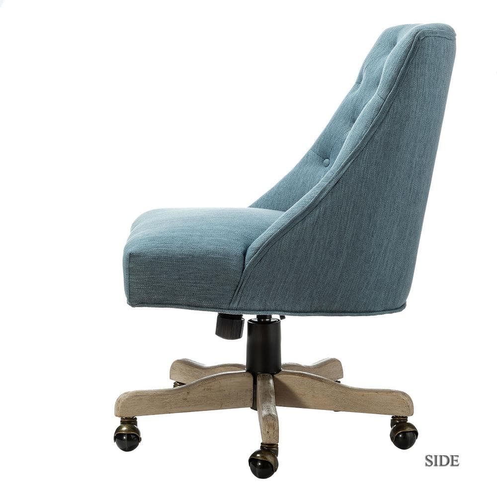 ErgoSwivel Blue Fabric Armless Task Chair with Metal Base