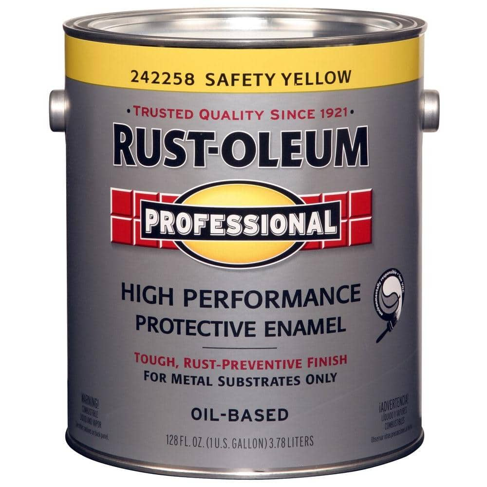 Rust-Oleum Interior/Exterior Paint: For Metal/Steel, Safety Yellow, 1 gal  Size, Oil, Less Than 100g/L, Gloss