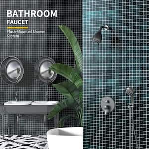 1-Handle 9-Spray Shower Faucet 2 GPM with Adjustable Flow Rate in Matte Black(Valve Included)