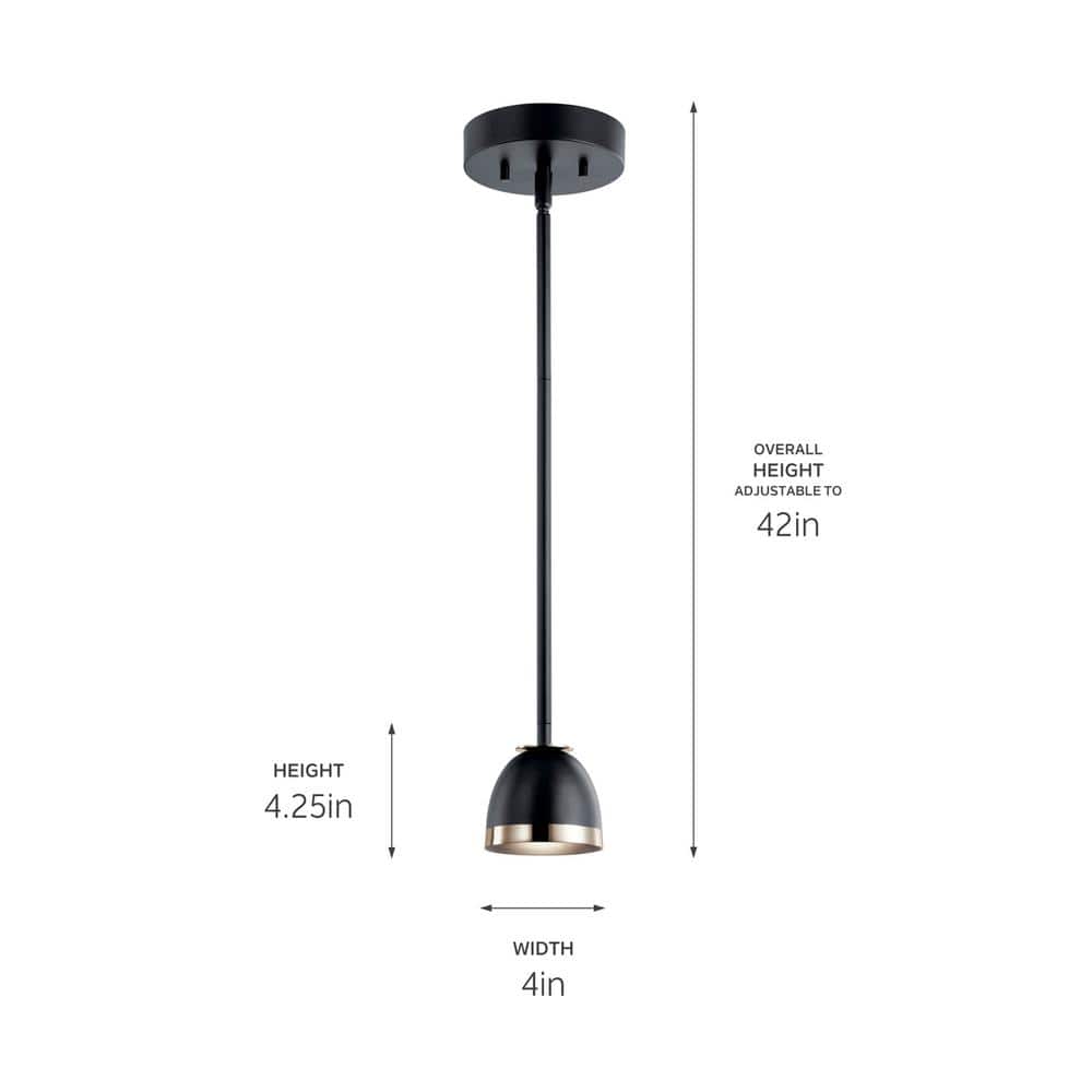 Baland Black Mini LED Pendant with Frosted Acrylic Bowl