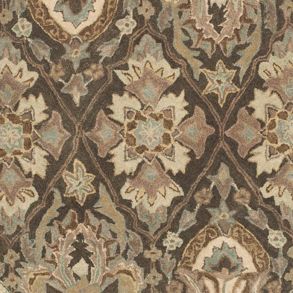 Handmade Tufted Round Wool Rug in Brown and Beige