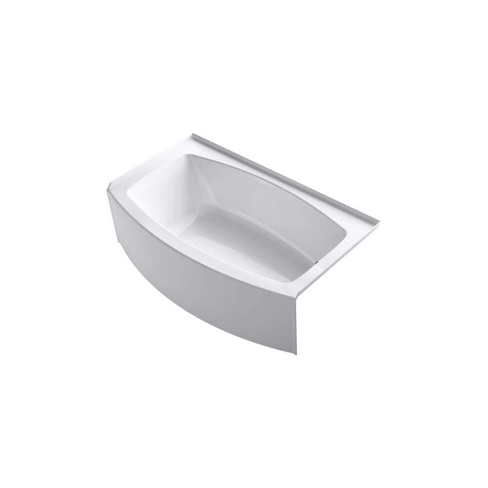White 60" Acrylic Curved Alcove Soaking Bathtub