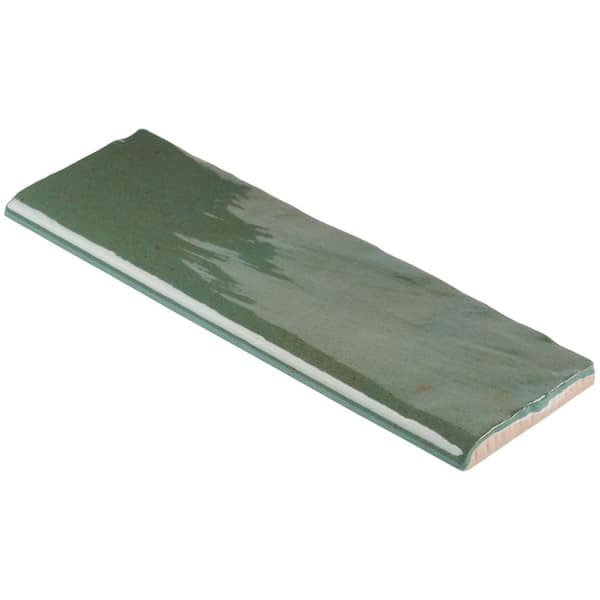 Kingston Green 3 in. x 8 in. Glazed Ceramic Bullnose Tile