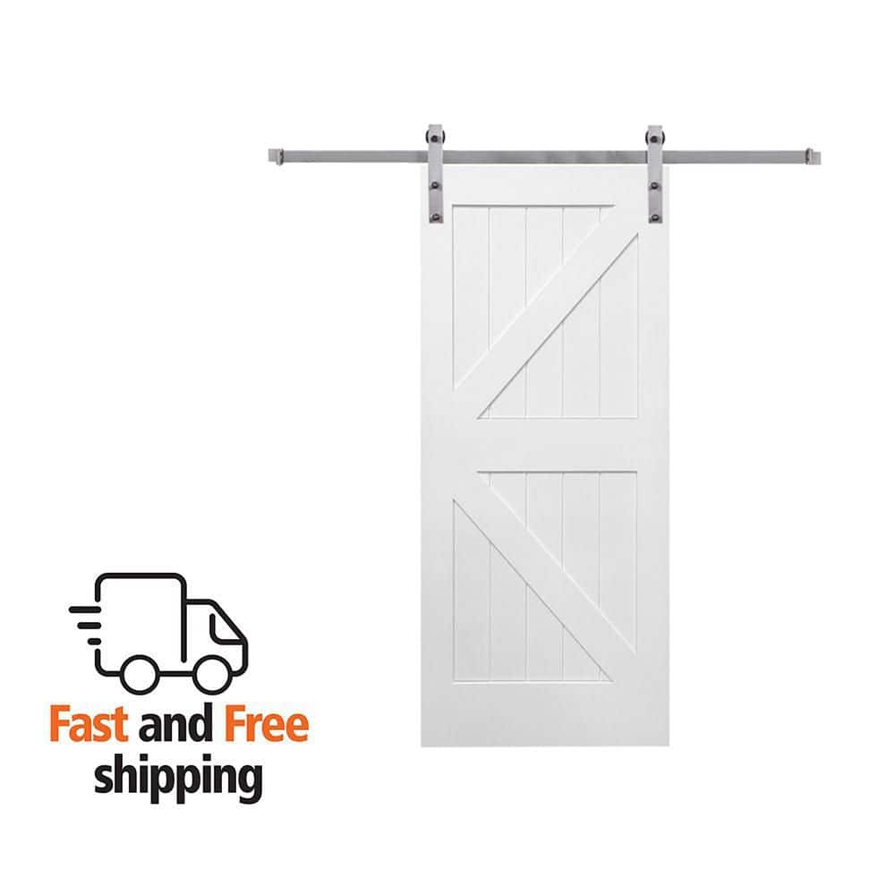 MMI DOOR 42 in. x 84 in. Primed K-Plank MDF Sliding Barn Door with