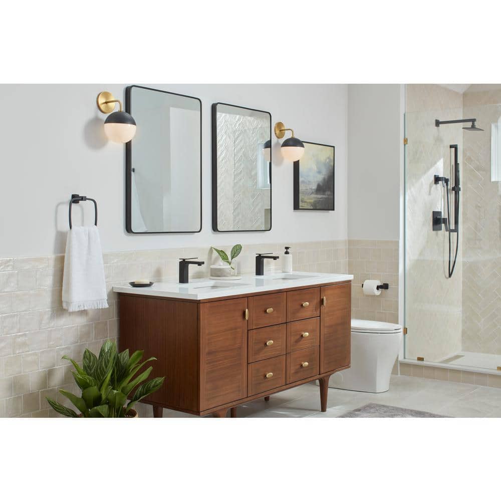 Avian Satin Black Single Handle Bathroom Faucet with Touch Down Drain