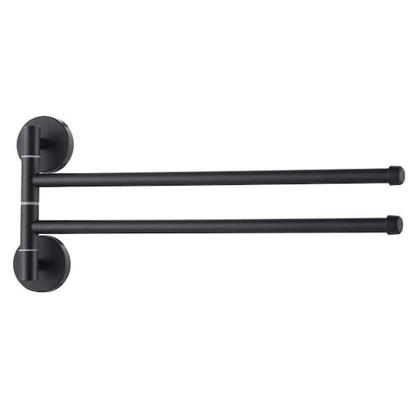 IVIGA SUS 304 Stainless Steel 12.4 in. Wall Mounted 2-Swivel Arms Towel Bar with Concealed Hardware in Matte Black