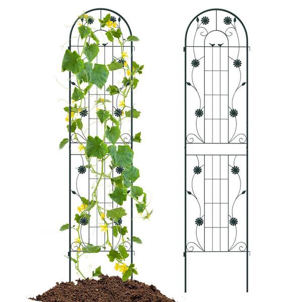 Gymax 87 in.  2-Pack Rustproof Metal Garden Trellis Wire Lattice Panel for Patio Green