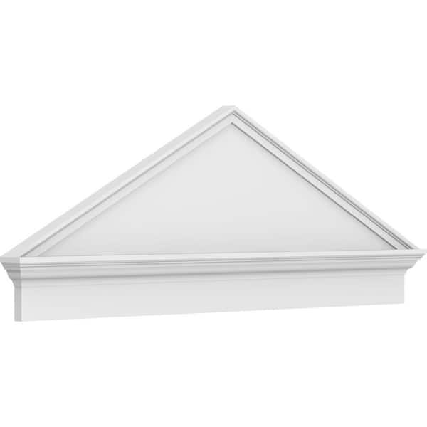 Ekena Millwork 56-in W x 20-7/8-in H x 2-3/4-in P (Pitch 6/12) Peaked Cap Smooth Signature Urethane Combination Pediment, Primed Tan