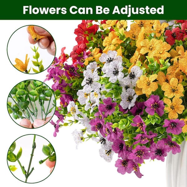 13.8 in. Multi-Colored Artificial Mixed Flower, 16-Pieces Faux UV