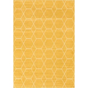 Trellis Frieze Yellow/Ivory 10 ft. x 14 ft. Geometric Area Rug