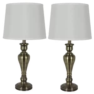 Marie 26 in. Antique Brass Table Lamp Set