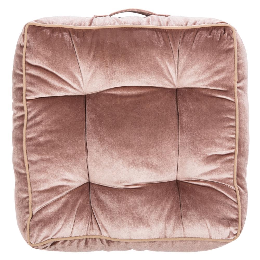 Primrose 18" Blush Pink Velvet Tufted Square Floor Pillow