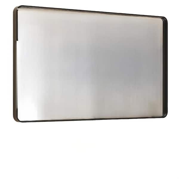 THY-HOM Spartan Black Frame 40 in. W x 30 in. H Modern Tempered Wall Mirror Aluminum Alloy Framed Bathroom Mirror