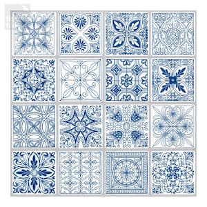 Portuguese Blue 10 in. W x 10 in. H Peel and Stick Decorative Mosaic Wall Tile Backsplash (10 Tiles)