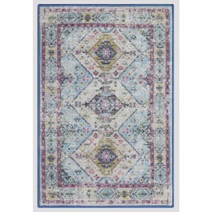 Eden Collection Aubosson Blue 2 ft. x 3 ft. Machine Washable Traditional Indoor Area Rug