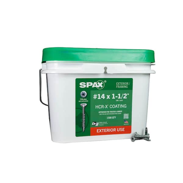 SPAX #14 x 1-1/2 in. Exterior Flat Head Deck Wood Screws Construction Torx T-Star Plus (1500 Each) Bulk Pail Bit Included
