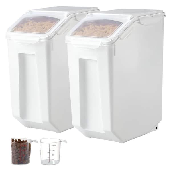 2-Piece 15 L Ingredient Storage Bin with 2-Measuring Cups, Attachable Casters and Airtight Lid