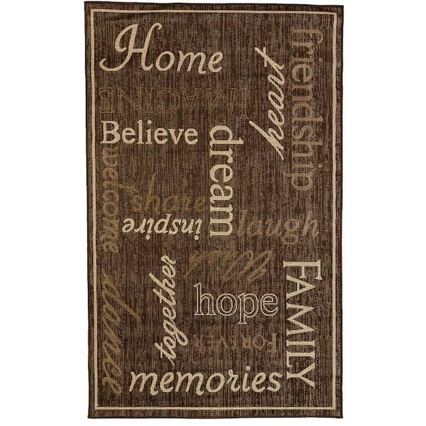 MSRUGS FW Collection Home Family Dark Brown 8 ft. x 10 ft