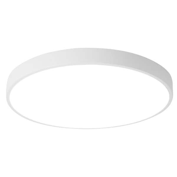 DEWDROP 11.8 in. 24-Watt LED Flush Mount Ceiling Light White Close to Ceiling Light with PS Shade
