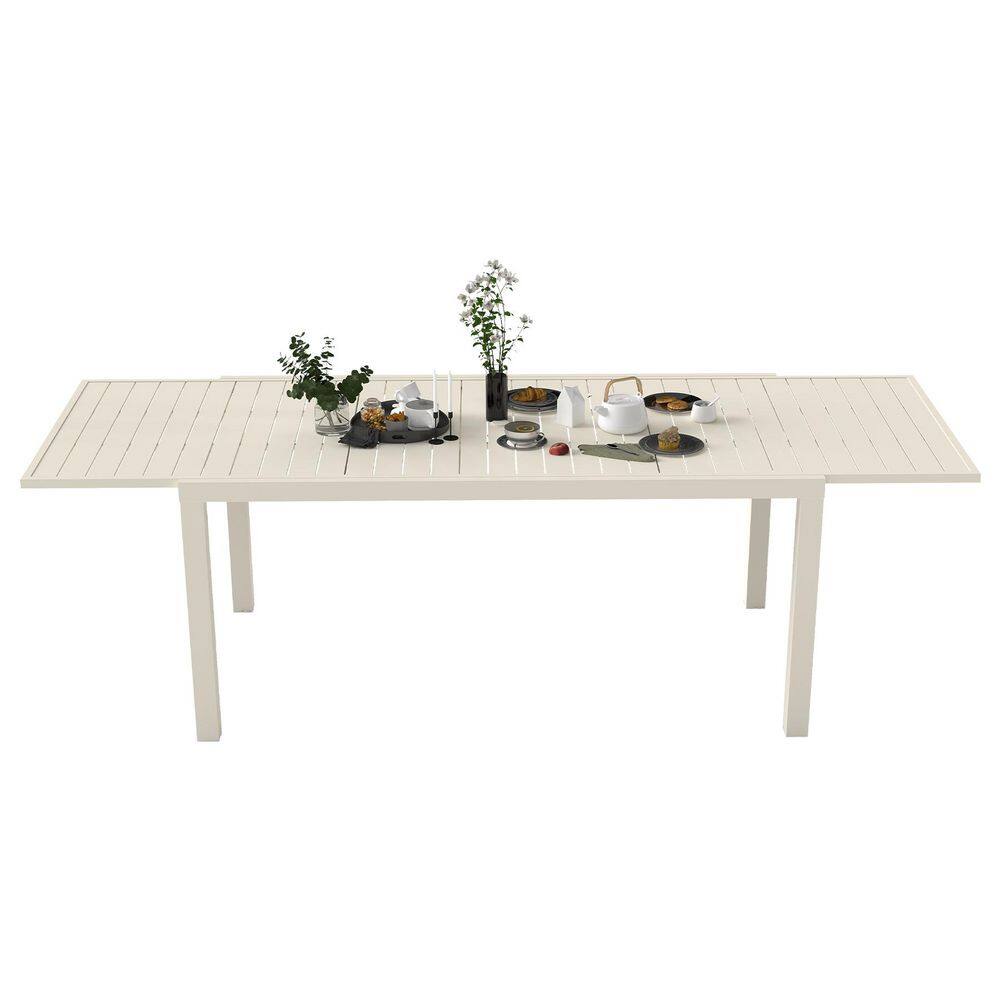 White Rectangular Aluminum Outdoor Dining Table with Extension price history on PriceWatchPro