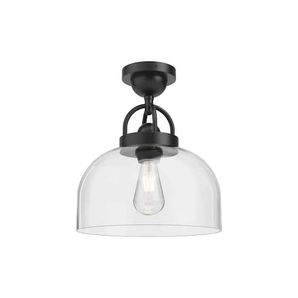 ALORA MOOD Lancaster 12 in. 1 Light 60-Watt Matte Black Semi-Flush Mount