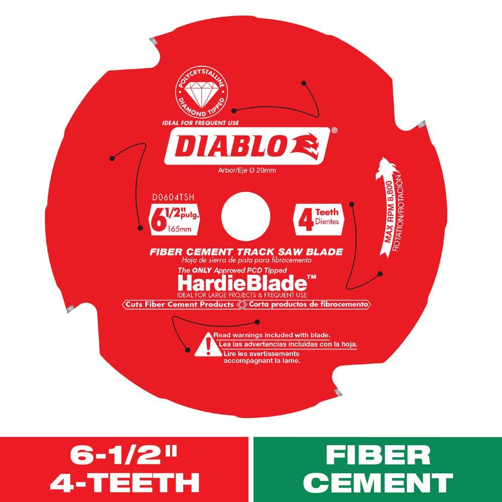 DIABLO 6 1 2 in 4 Tooth James Hardie and Fiber Cement Track Saw Blade D0604TSH The Home Depot