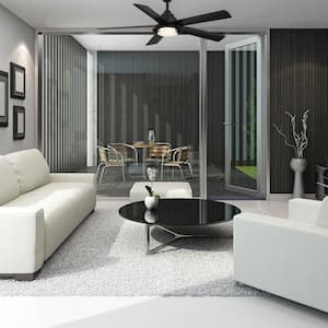 Mable 52 in. Indoor/Outdoor Coastal Grade Matte Black Ceiling Fan with Adjustable White LED and Remote Included