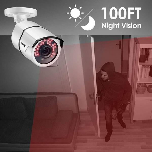 ZOSI ZG2612D 1080P POE Outdoor Security IP Camera Only Work with PoE NVR Model: ZR08RN00, ZR08RN10, ZR08RN20