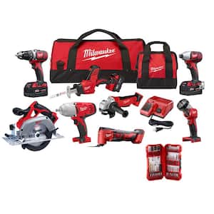 M18 18V Lithium-Ion Cordless Combo Kit (8-Tool) with SHOCKWAVE Bit Set (50-Piece)