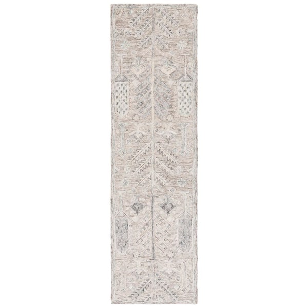 Metro 2 ft. x 8 ft. Gray/Ivory Faded Aztec Ornate Runner Rug