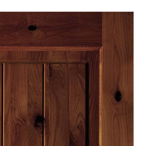DIY RTA KIT 36in.x80in. Knotty Alder Sq. Top VG Right-Hand/Inswing Red Chestnut Stain Wood Ready To Assemble Front Door