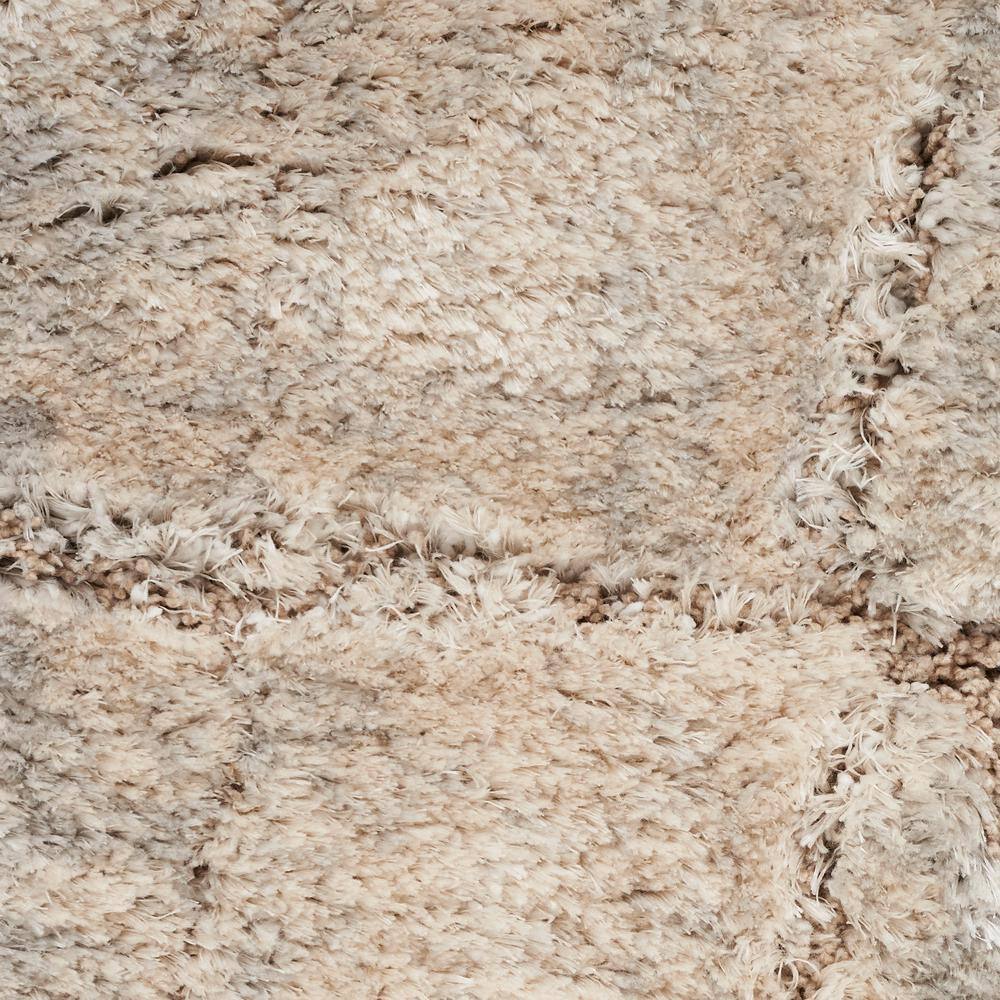 Ivory Beige Abstract Shag 5' x 7' Synthetic Area Rug