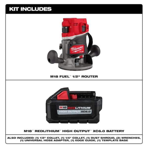 M18 FUEL 18V Lithium-Ion Cordless Brushless 1/2 in. Router with (1) 6.0 Ah Battery