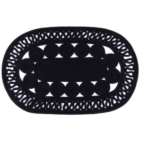 Audrey Handwoven Oval Black 8 ft. x 10 ft. Outdoor Oval Rug