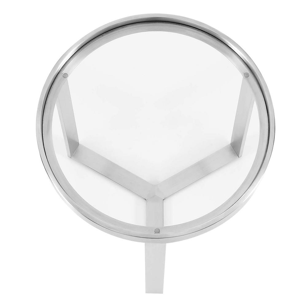 Silver Round Metal and Glass Accent Side Table