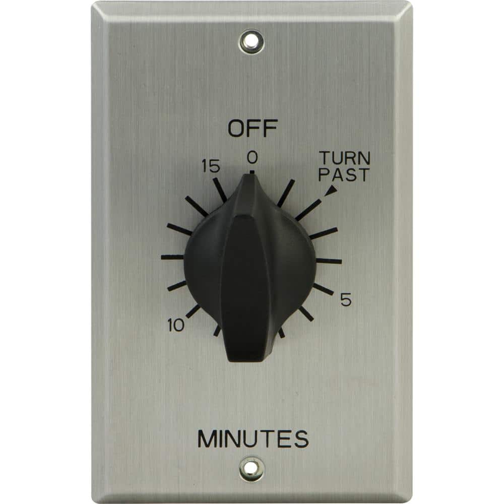 20 Amp 15-Minute In-Wall Spring Wound Timer Switch with Stainless Steel Wal