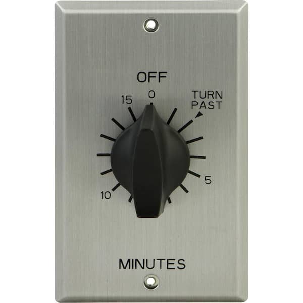 Defiant 20 Amp 15-Minute In-Wall Spring Wound Timer Switch with Stainless Steel Wall Plate