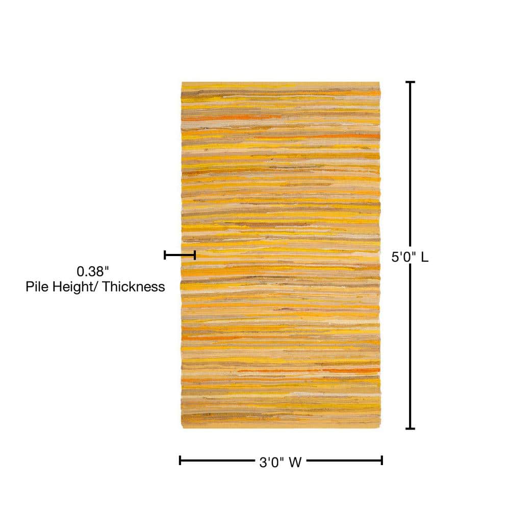 Sunny Stripes Flat-Woven Cotton Area Rug, Yellow/Multi, 3' x 5'