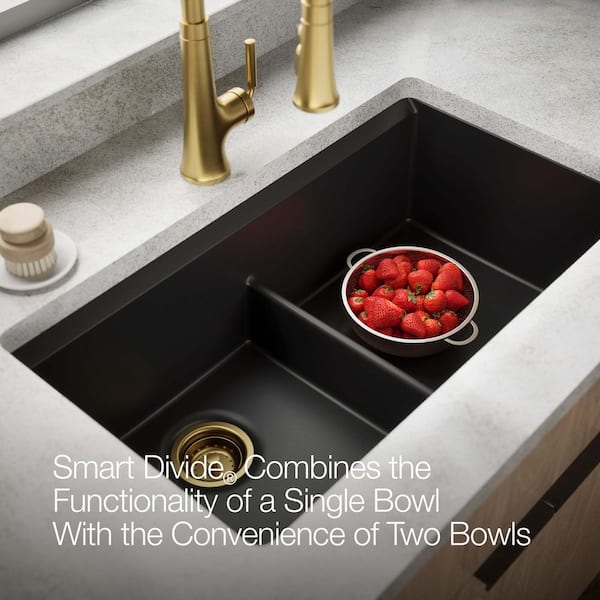KOHLER Lassen 33 in. Drop-in Double Bowl Granite Composite Kitchen