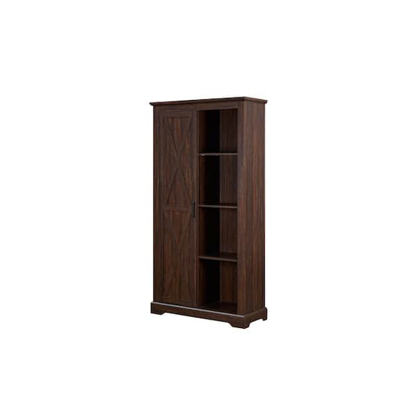 15.75 in. W x 39.37 in. D x 74.40 in. H Brown MDF Freestanding Linen Cabinet with Shelves for Home in Espresso