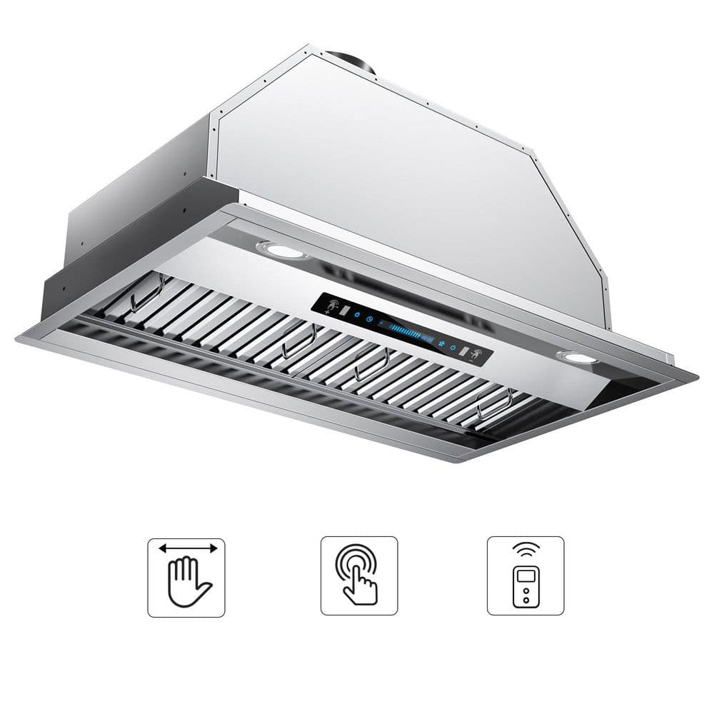 30 in. 400 CFM Convertible Insert Range Hood Stainless Steel with Baffle Filters, LED and Gesture Control