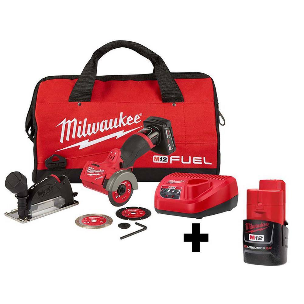 Milwaukee M12 FUEL 12V 3 in. Lithium-Ion Brushless Cordless Cut Off Saw Kit with Bonus M12 2.0 Ah Battery 2522-21XC-48-11-2420 Sansujyuku sansujyuku.com