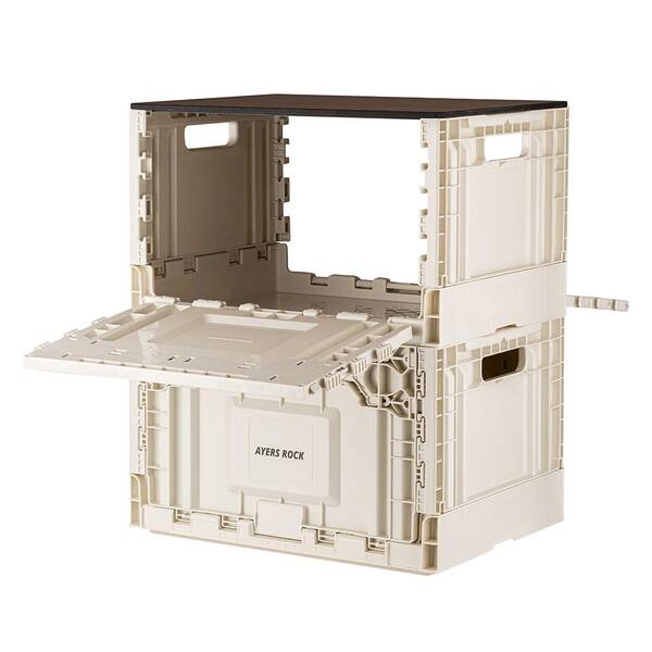 Ayer Rock 16 Gal. Storage Box in Cream White with Open Type Camping Folding  Box Table SKT-OPEN-CW - The Home Depot