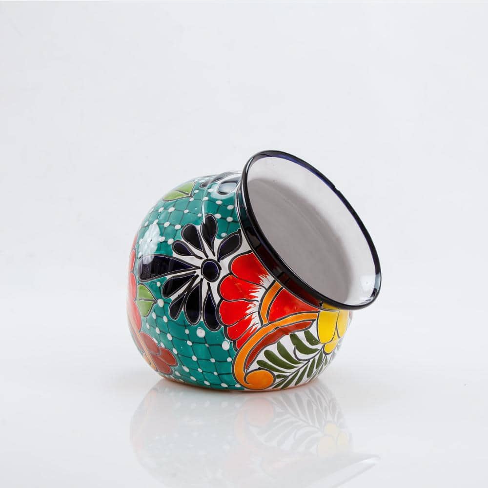 Small Welcome 10 in. W x 10 in H Talavera Ceramic Indoor Planter