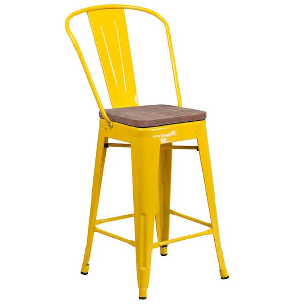 Flash Furniture 24.25 in. Yellow Bar Stool
